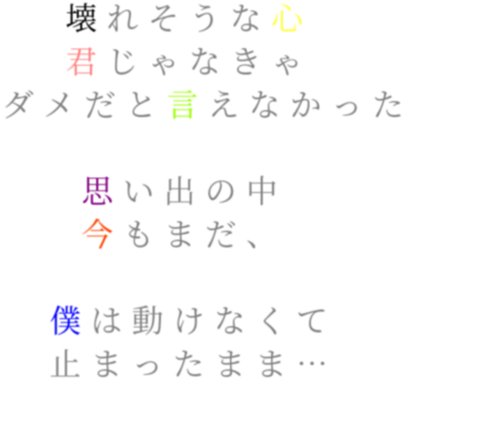 君じゃなきゃ Kg Duet安田奈央 壊れそうな心 君じゃなきゃ ダメだと さんの明朝体デコメ