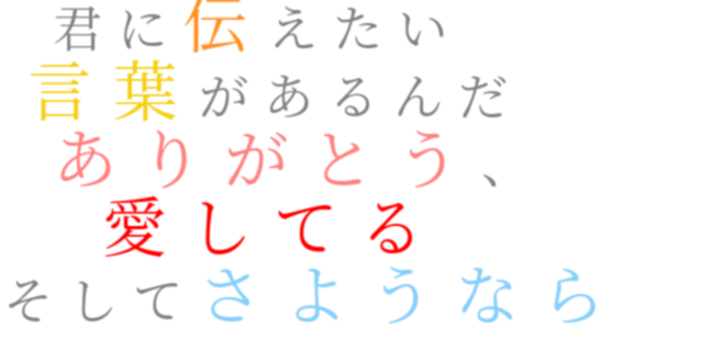 君に伝えたい 言葉があるんだ ありが ゆうぽあ さんの明朝体デコメ