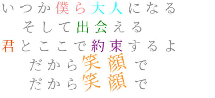 いきものがかり いつか僕ら大人になる そして出会える 江中 さんの明朝体デコメ