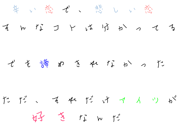 恋 辛い恋で 悲しい恋 そんなコトは分か 氷菓 さんの明朝体デコメ