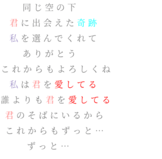 永遠 同じ空の下 君に出会えた奇跡 私を選 なーたむ さんの明朝体デコメ