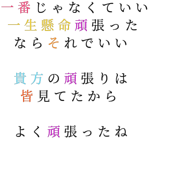 試合 一番じゃなくていい 一生懸命頑張った うーちゃ さんの明朝体デコメ