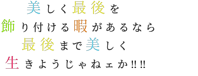 銀魂名言 銀ちゃん 美しく最後を 飾り付ける暇があるなら 鬼姫 万事屋真選組 さんの明朝体デコメ