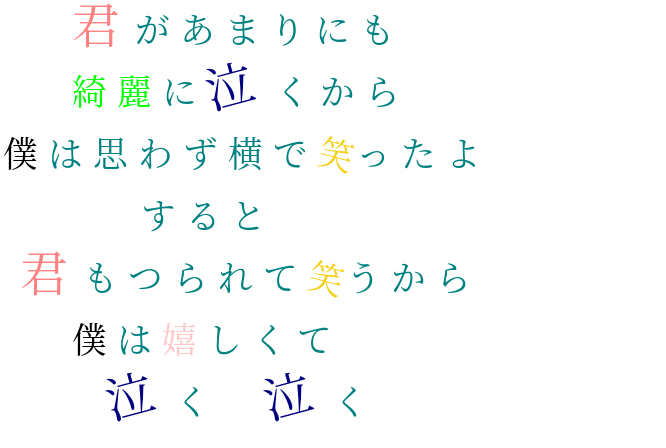 君があまりにも綺麗に泣くから僕は思わず横で笑ったよ