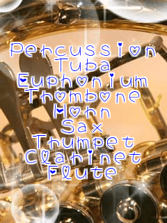 Percussion
Tuba
Euphonium
Trombone
Horn
Sax
Trumpet
Clarinet
Flute