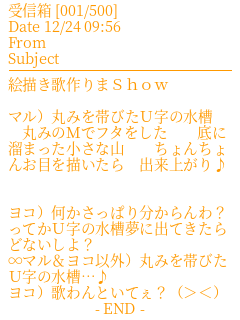 丸みを帯びたｕ字の水槽 オカピー さんのメル画