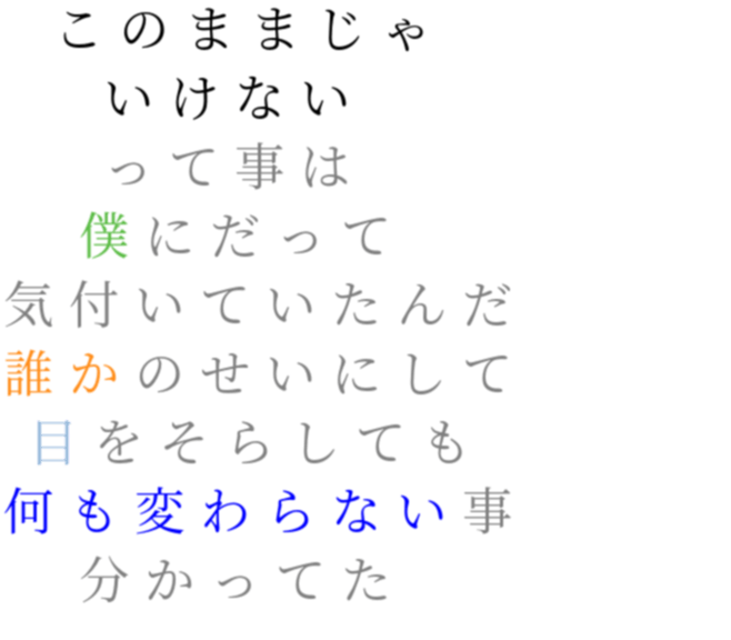 ファンモン歌詞 明朝体デコメ広場 日本最大級の明朝体デコメサイト